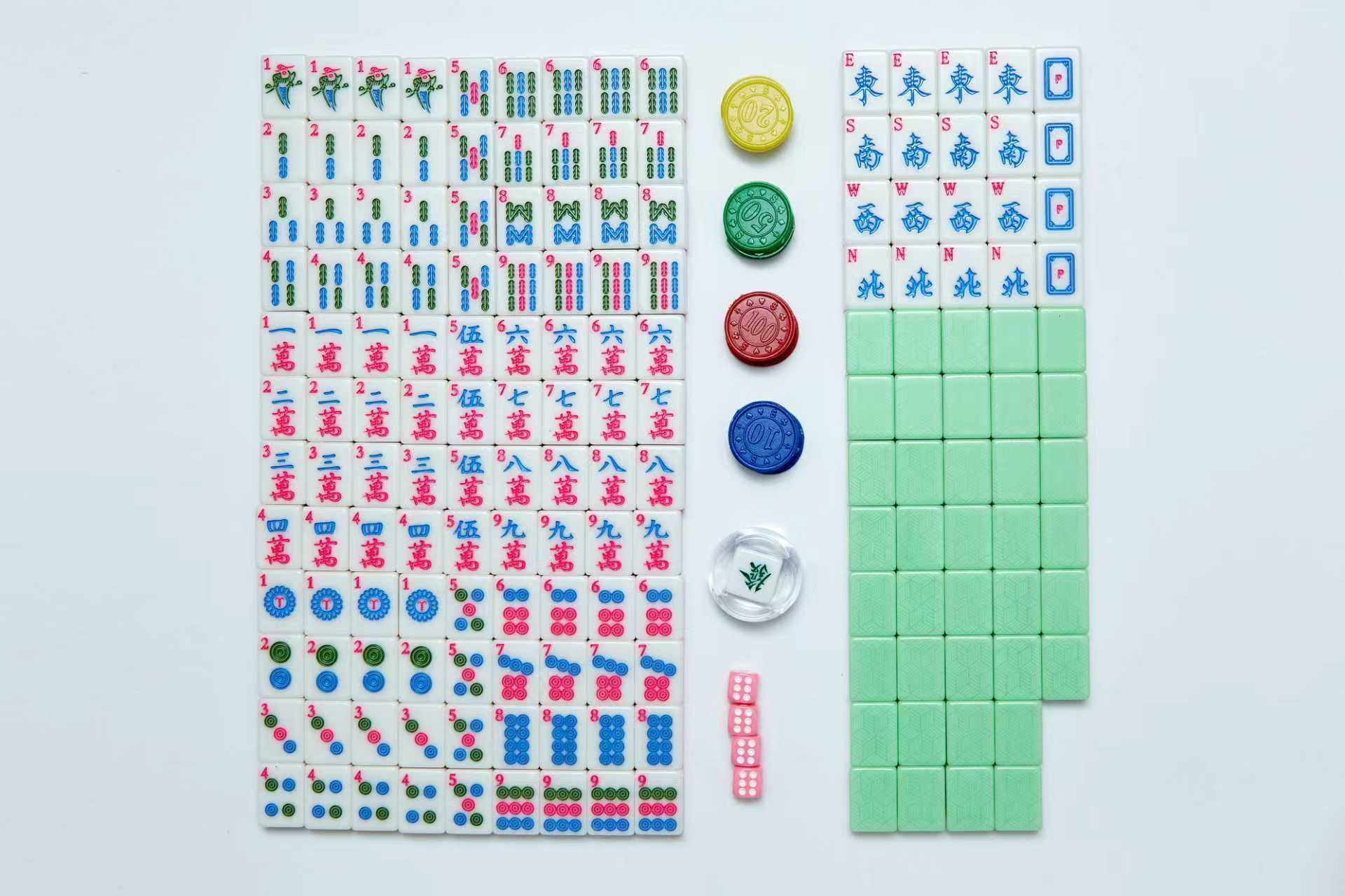 American mahjong set, green back tiles