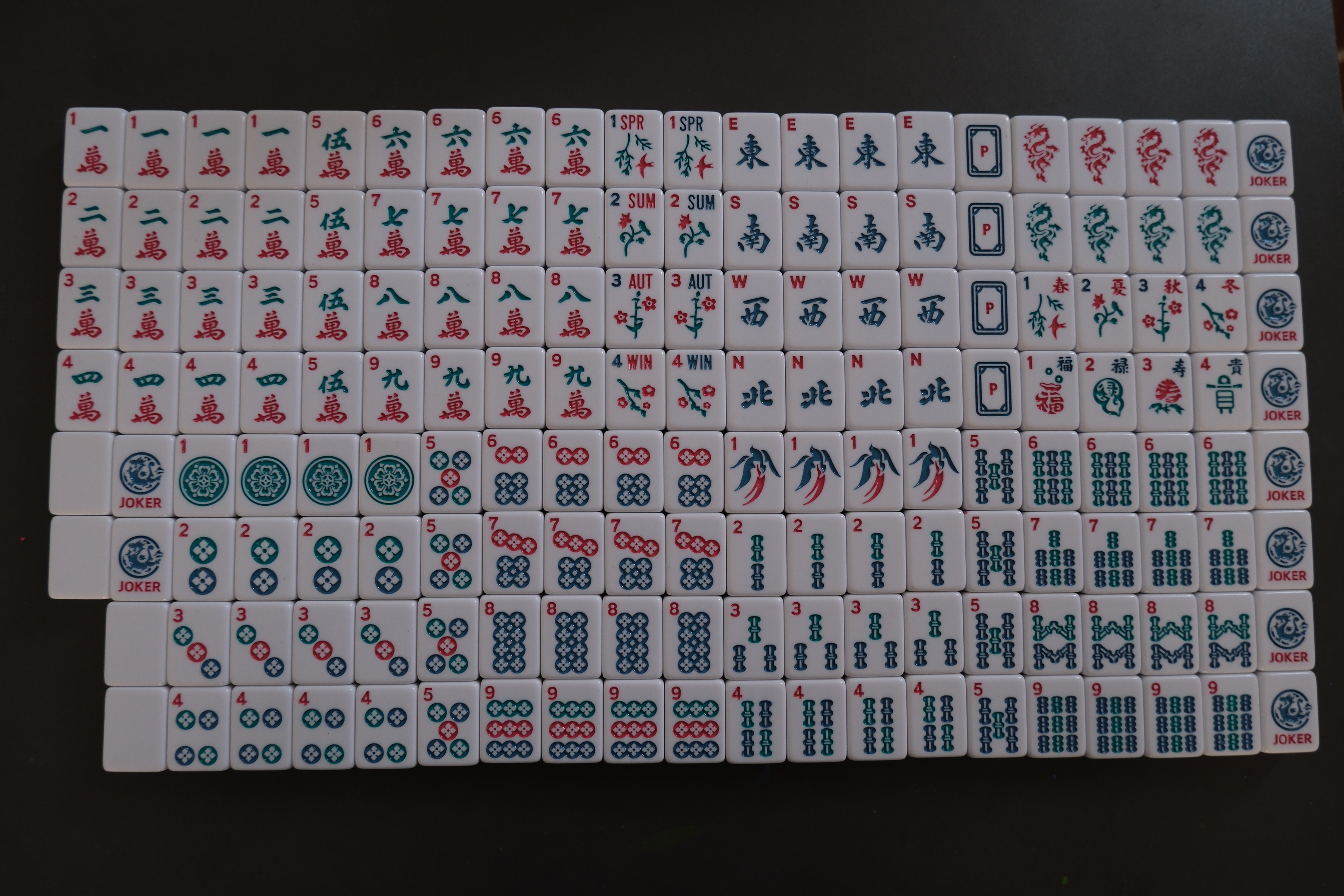 Melamine American mahjong set, 30 mm standard tiles
